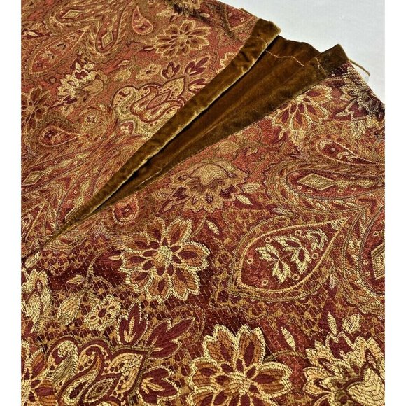 Vintage 1990s Springs Luxury Red Gold Valances Curtains Velvet Pleats Jacobean - Picture 4 of 6